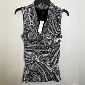 White House Black Market Monochrome Paisley Blouse